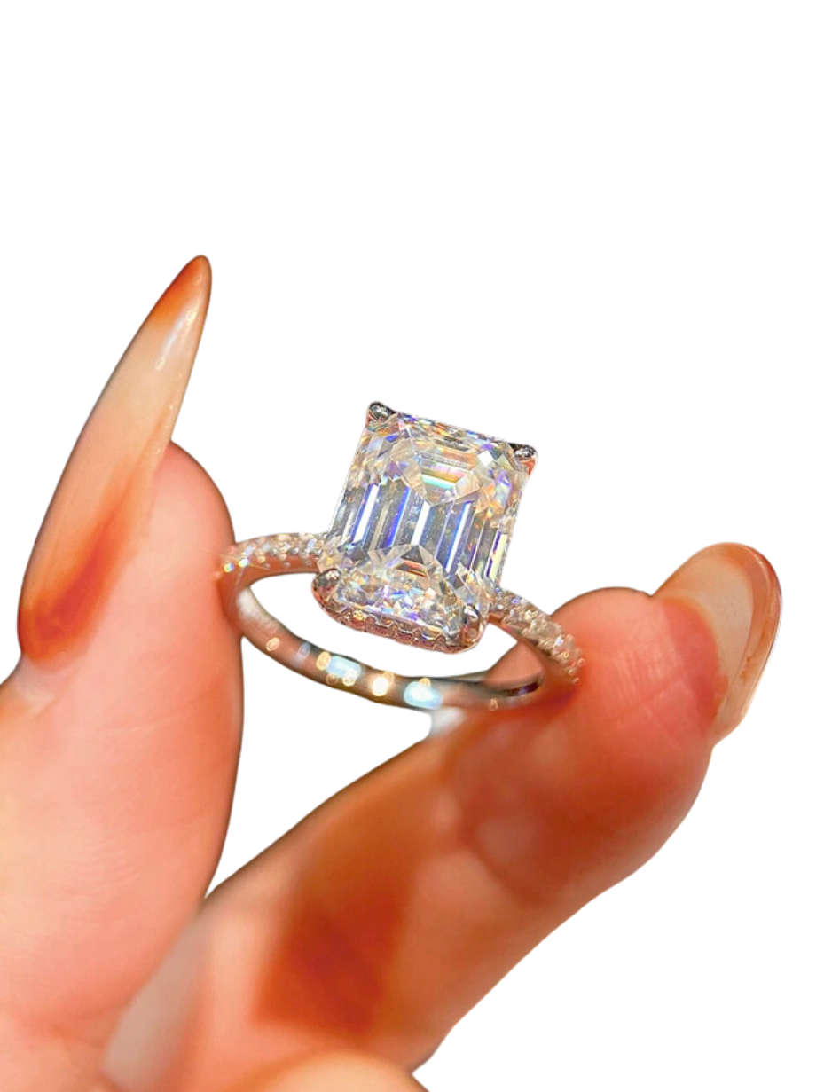 Baguette-Slebet Moissanit Ring | Sterlingsølv Elegance