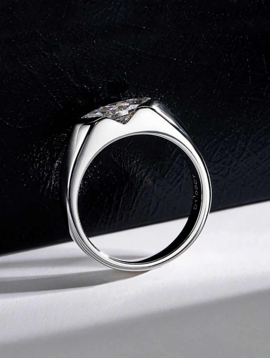 925 Silver Moissanite Ring | Bold Design