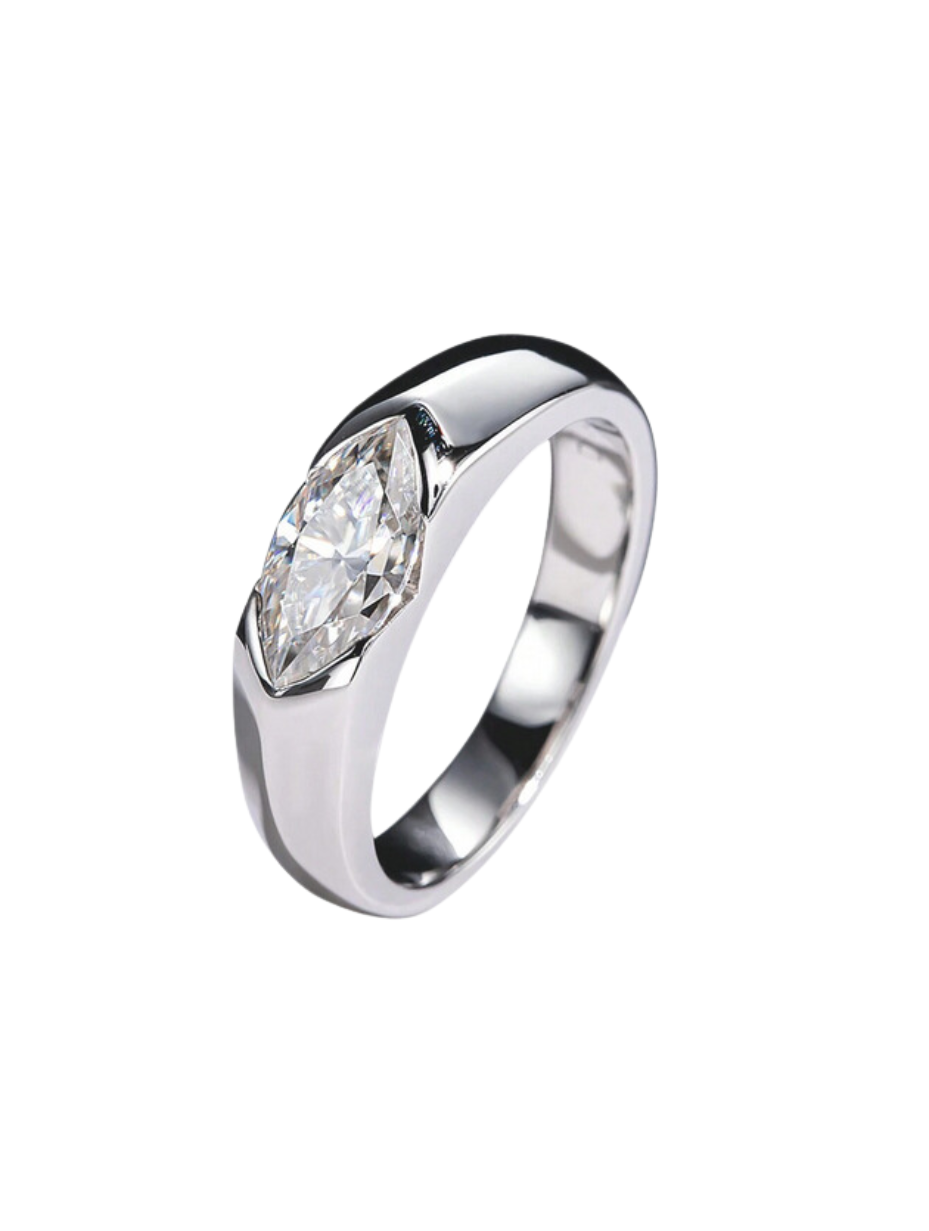 925 Silver Moissanite Ring | Bold Design