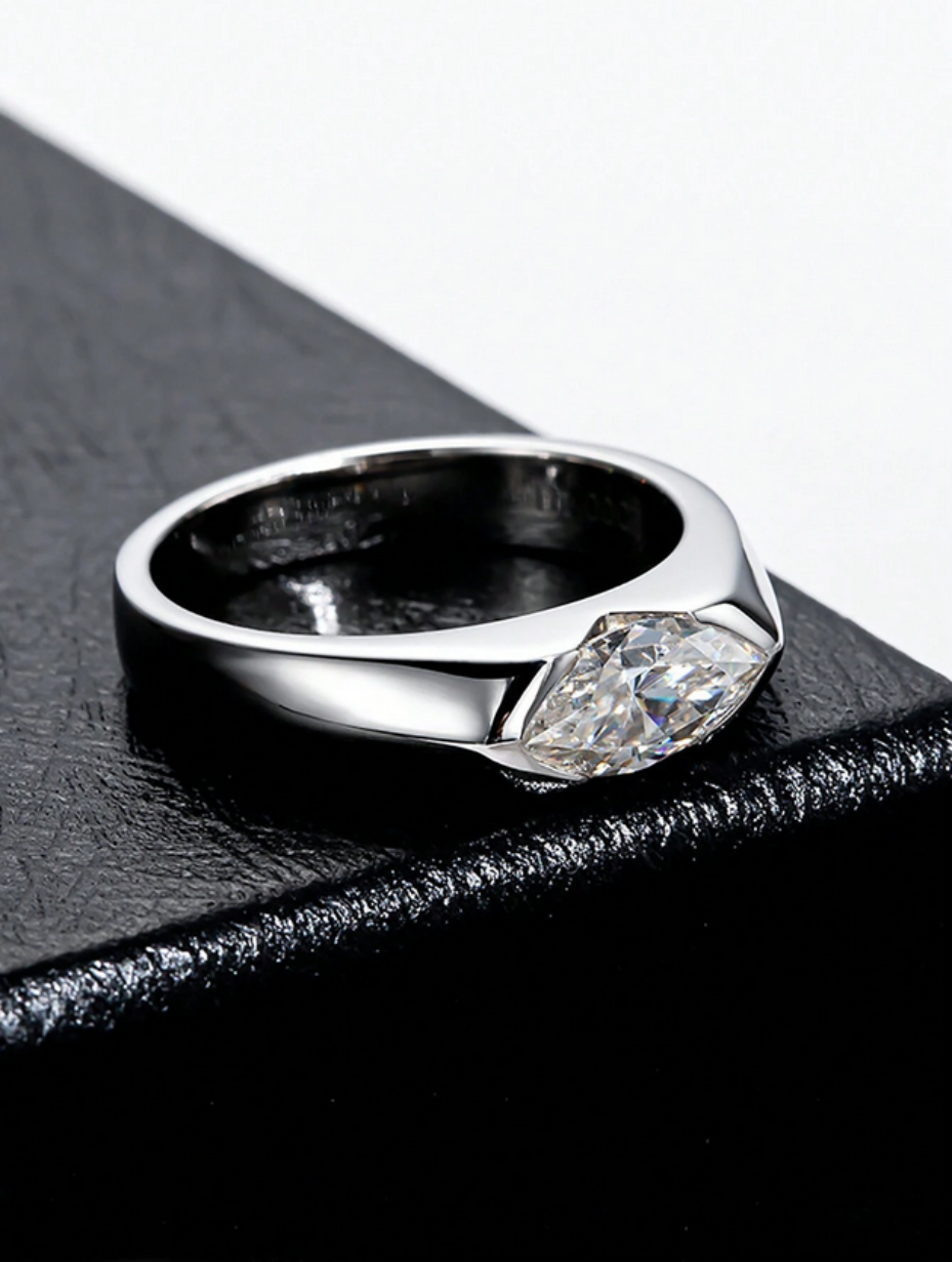 925 Silver Moissanite Ring | Bold Design