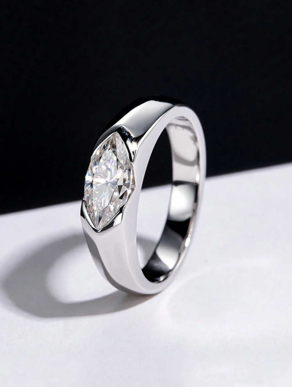 925 Silver Moissanite Ring | Bold Design