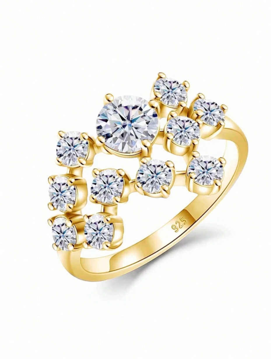 Moissanit Ring med Flere Sten | Stjerneklar Elegance