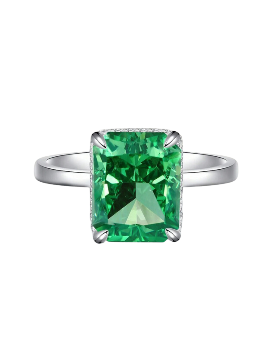 Ice Flower Cut Square Ring | Vintage Elegance