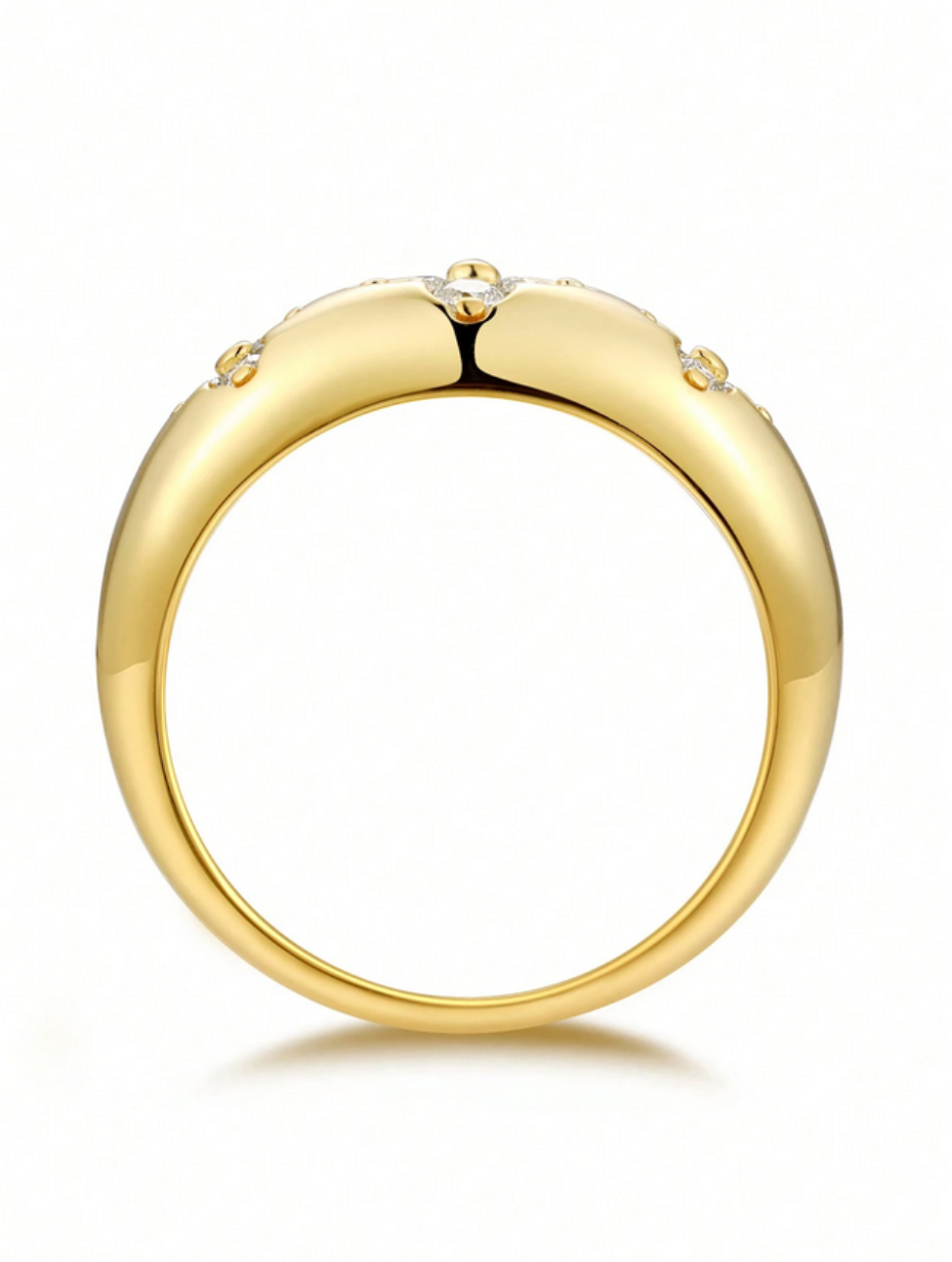 18K Gold Floral Moissanite Ring | Dazzling Elegance