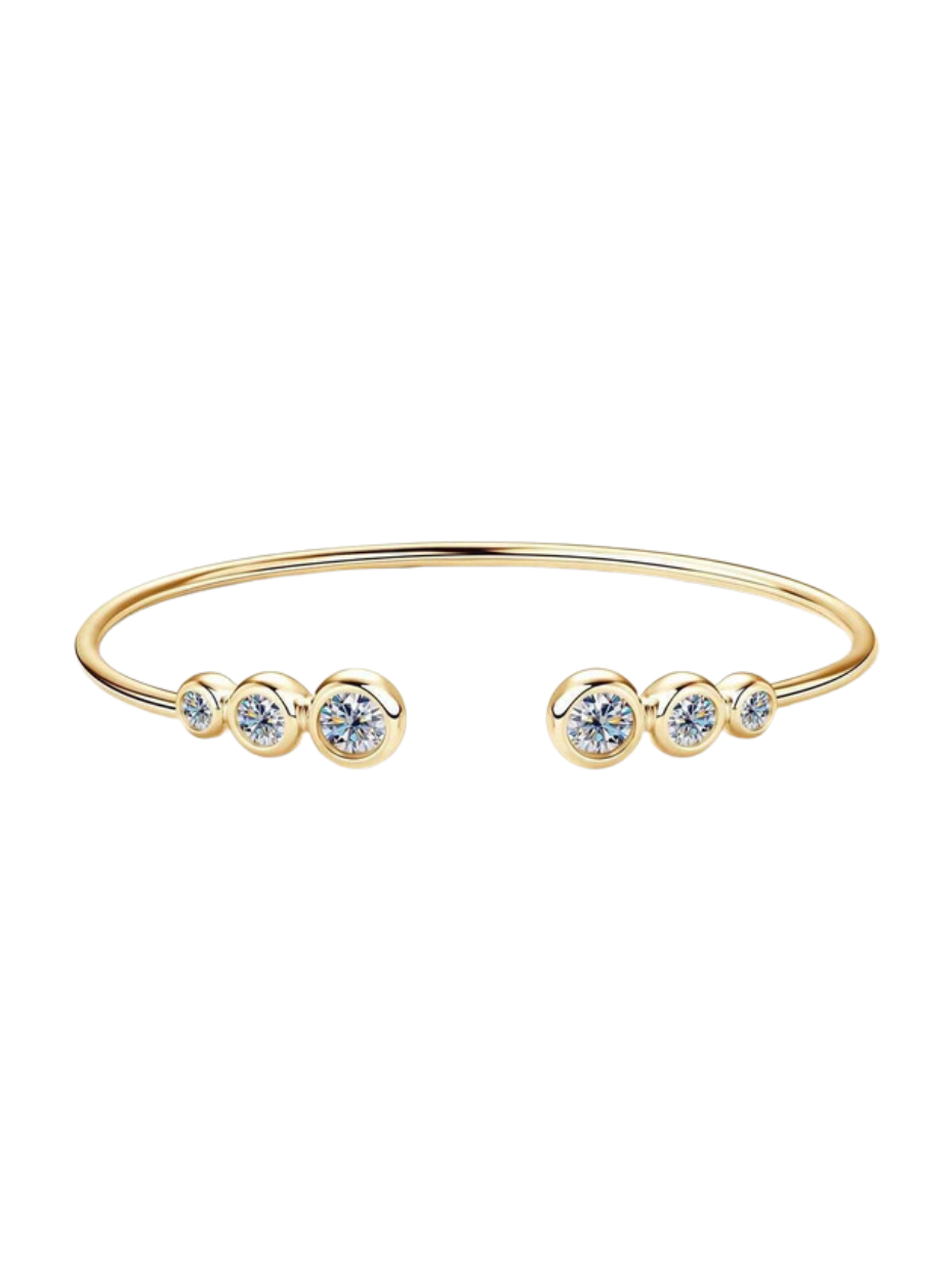Sterling Silver Moissanite Bangle | Timeless Design