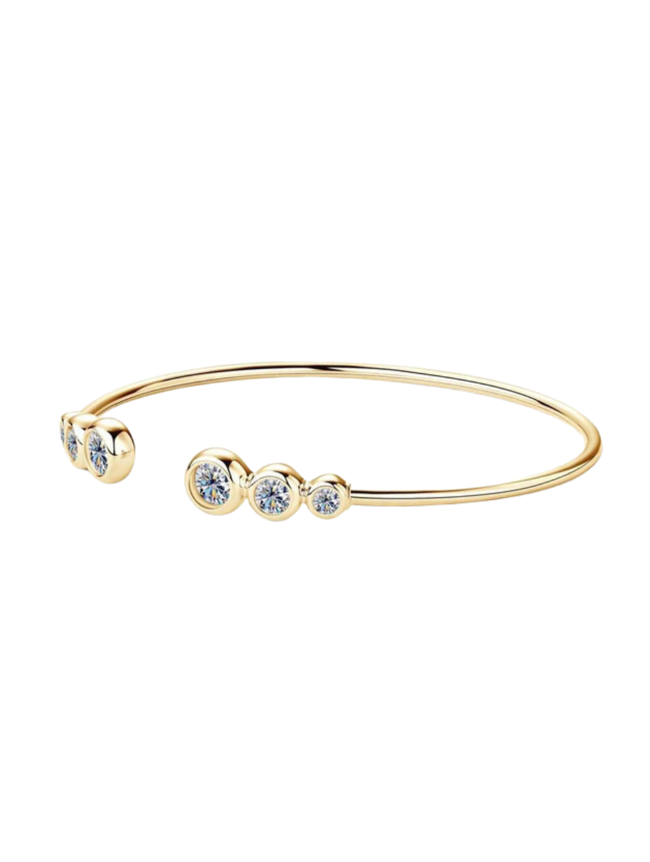 Sterling Silver Moissanite Bangle | Timeless Design