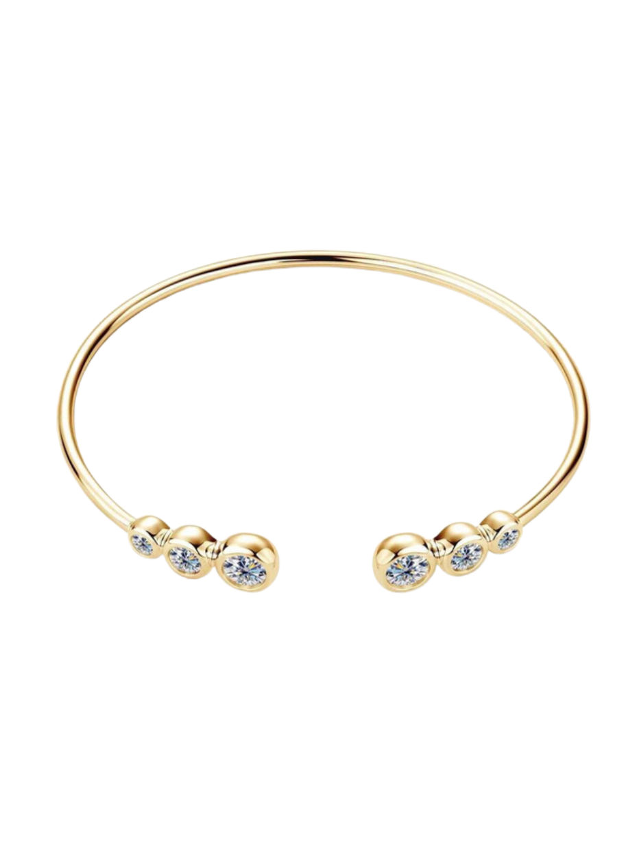 Sterling Silver Moissanite Bangle | Timeless Design
