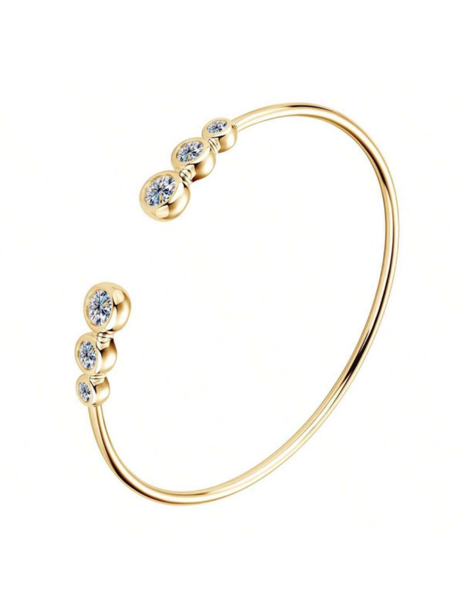 Sterling Silver Moissanite Bangle | Timeless Design