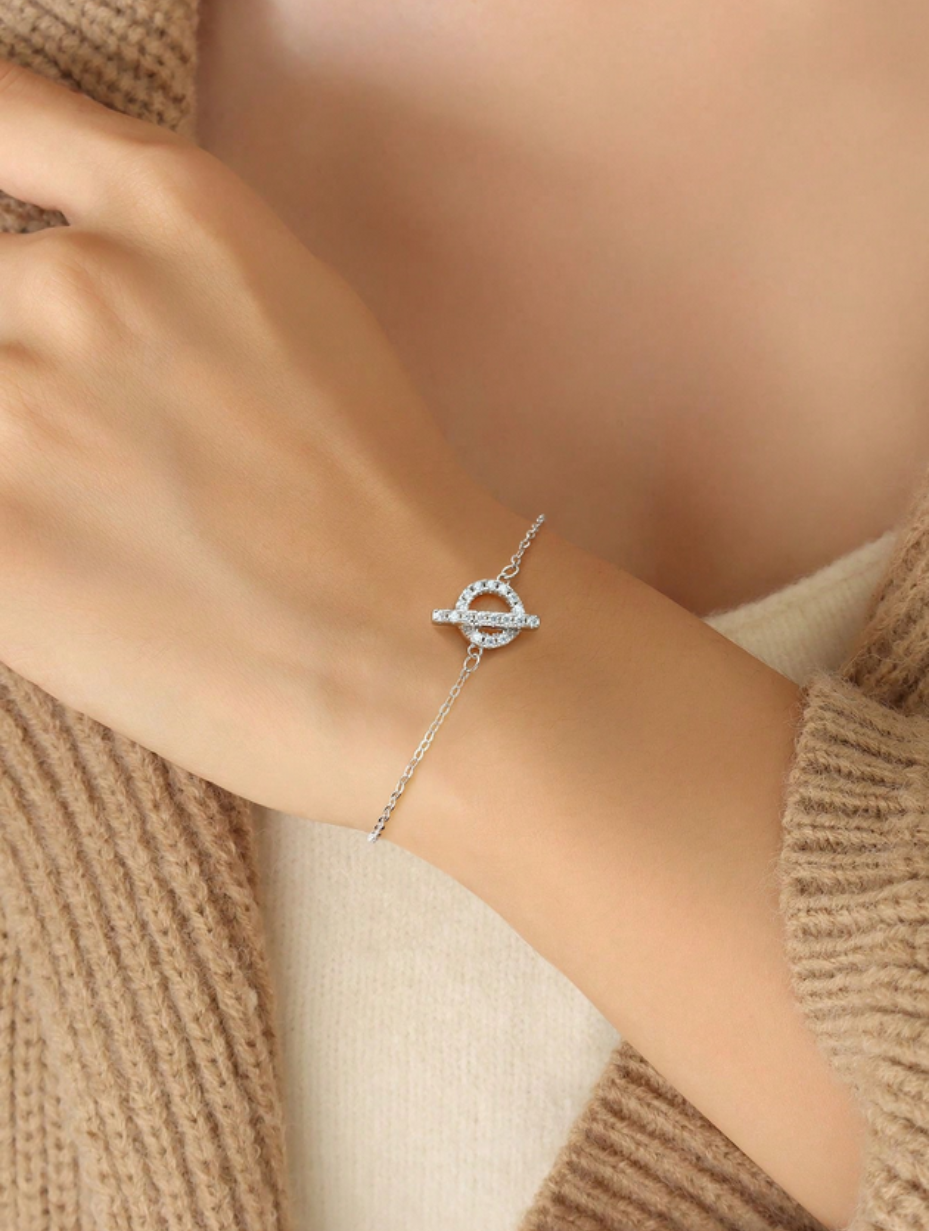 Pig Nose Moissanite Bracelet | Sterling Silver Charm