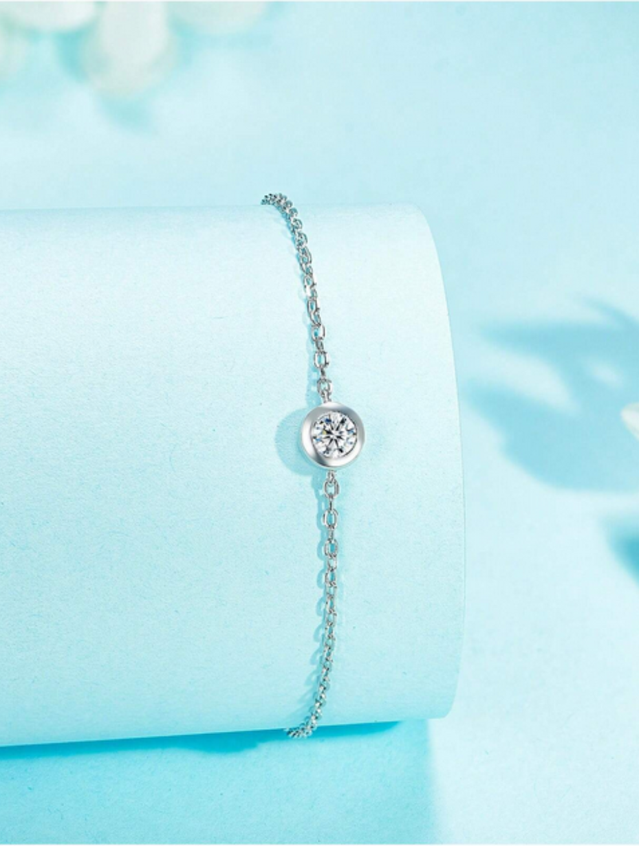 Bubble Moissanite Bracelet | Sterling Silver Minimalist Style