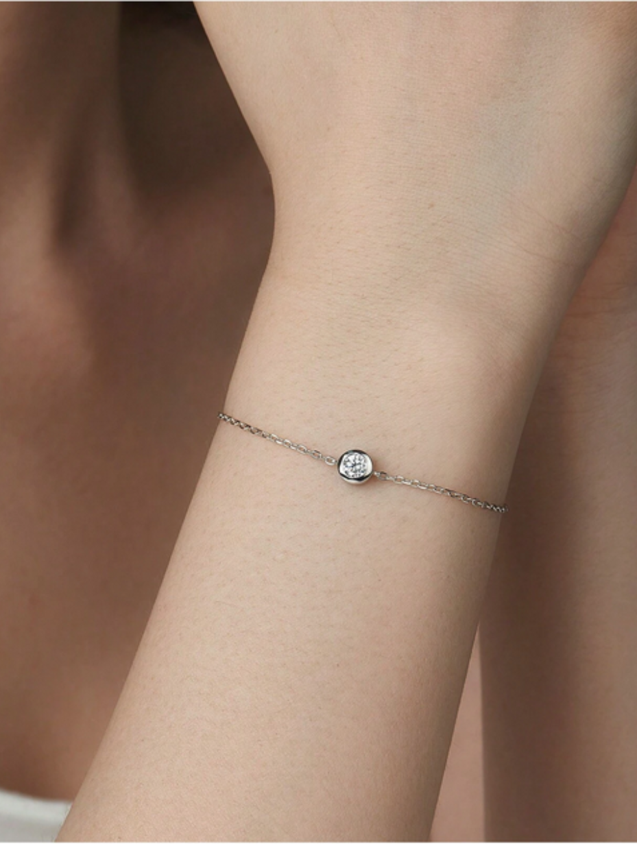 Bubble Moissanite Bracelet | Sterling Silver Minimalist Style