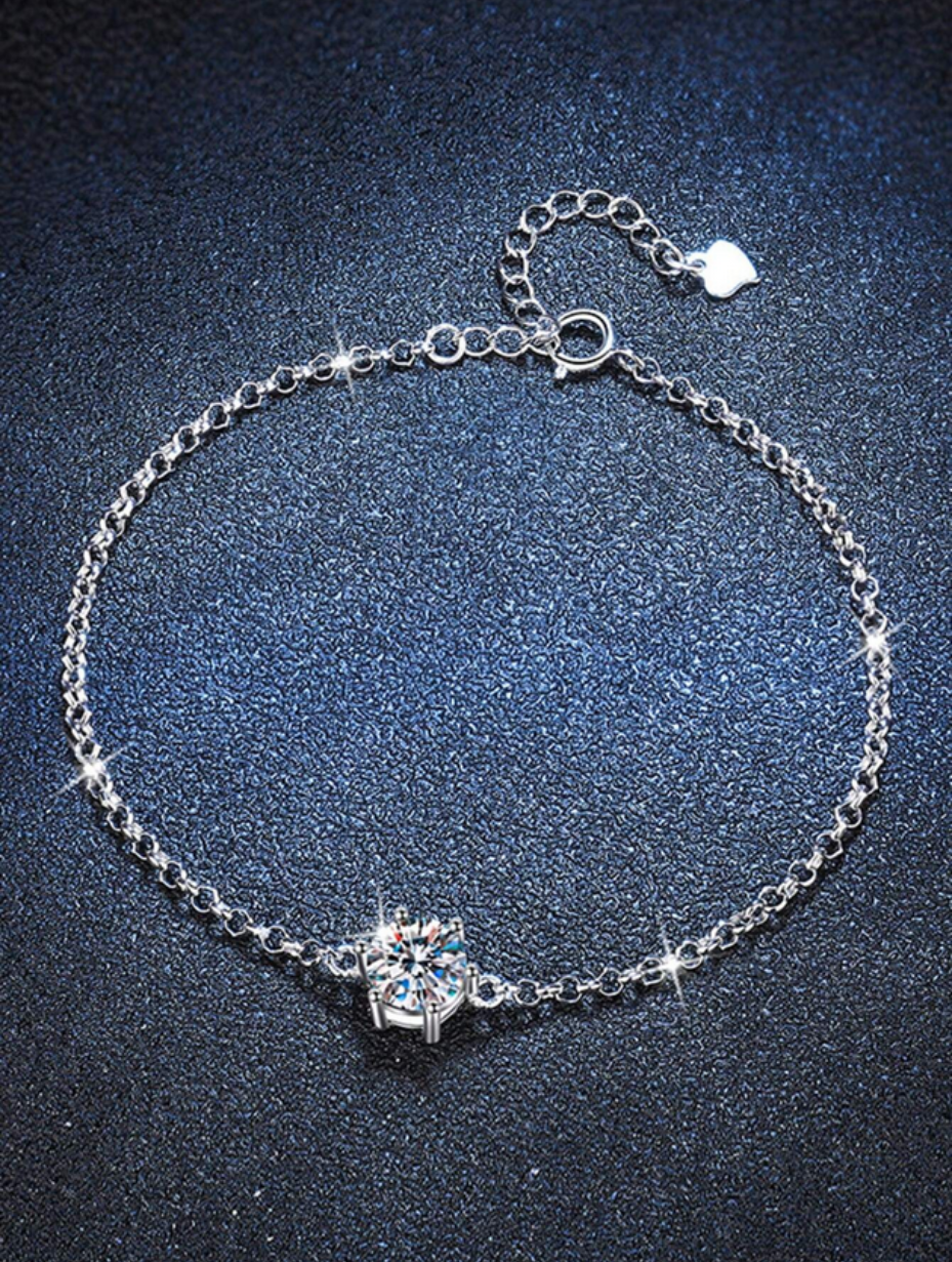 Moissanite Six-Prong Bracelet | Luxurious Sterling Silver