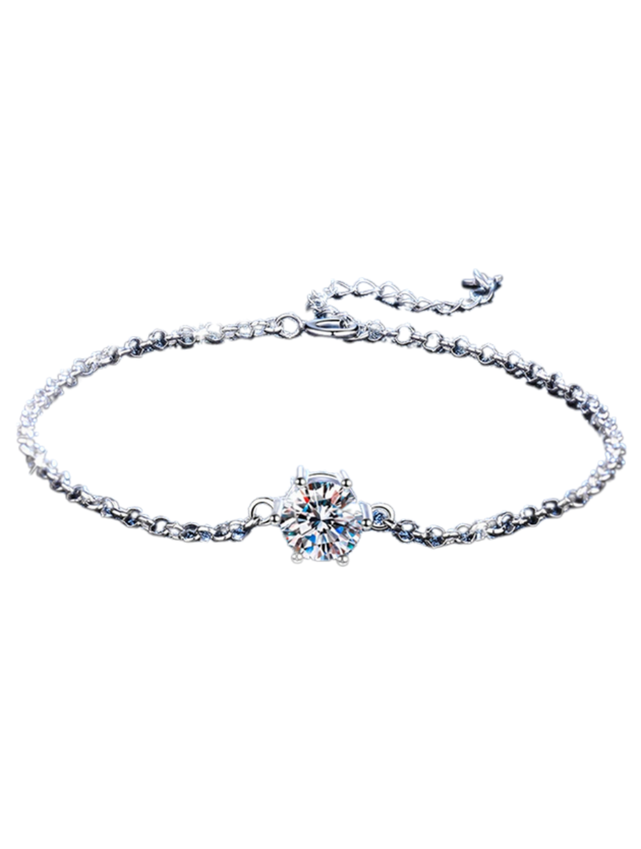 Moissanite Six-Prong Bracelet | Luxurious Sterling Silver
