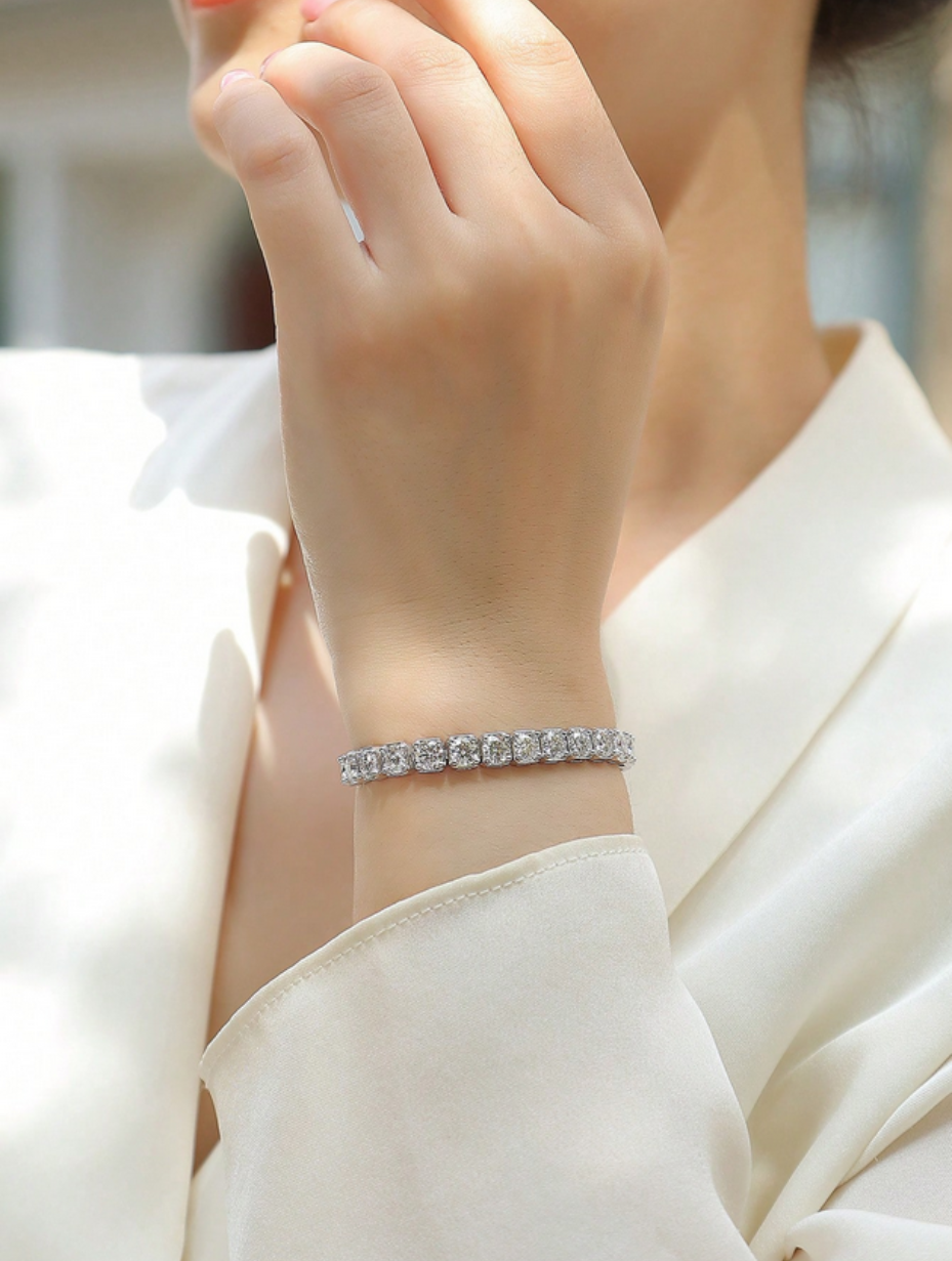 Justerbar Moissanit Armbånd | Forgyldt Luksus