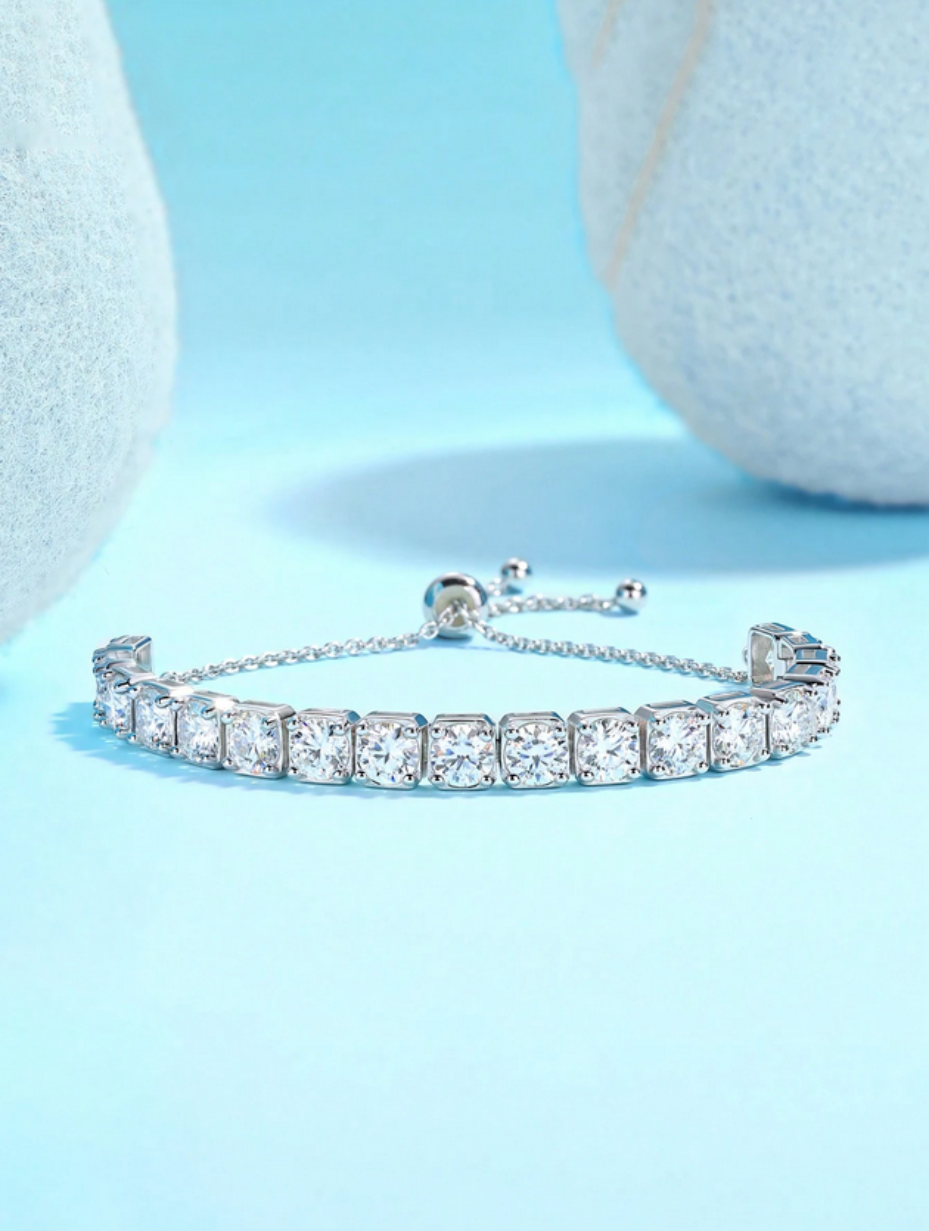 Justerbar Moissanit Armbånd | Forgyldt Luksus