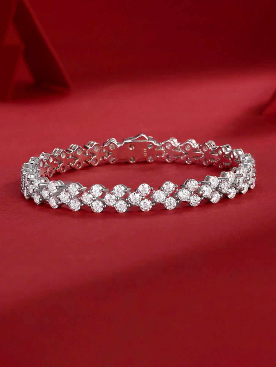 Forgyldt Moissanit Armbånd | Blomsterkædeled