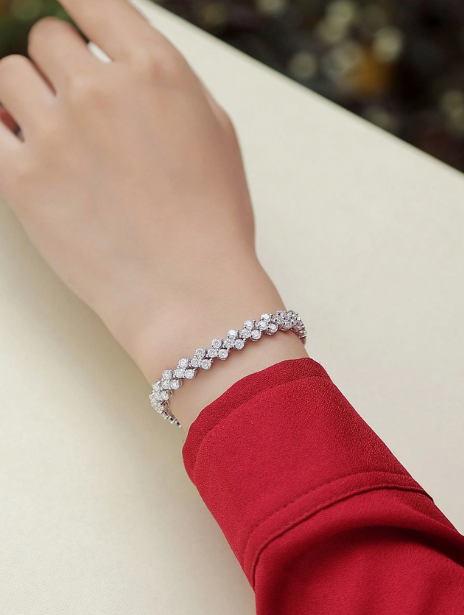 Forgyldt Moissanit Armbånd | Blomsterkædeled