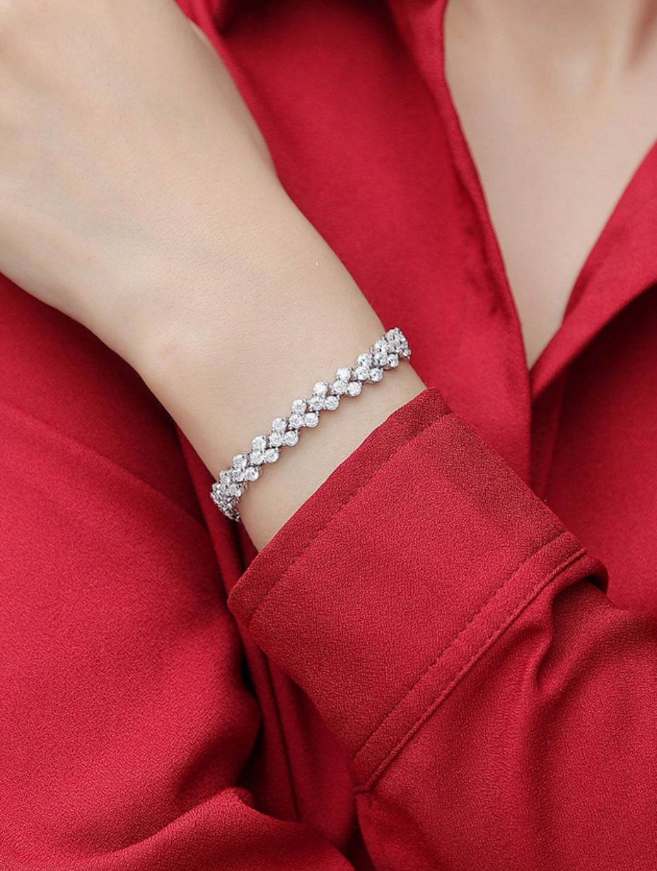 Forgyldt Moissanit Armbånd | Blomsterkædeled