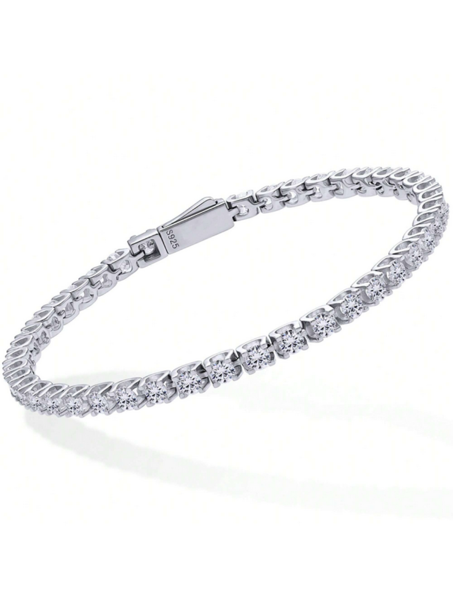 Moissanite Tennis Bracelet | 925 Sterling Silver, 18K White Gold