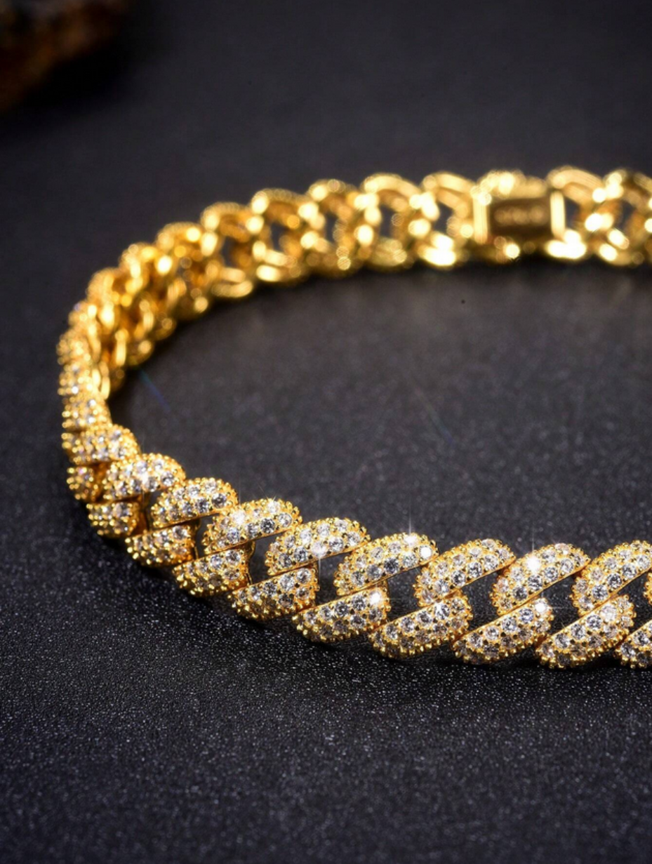 Moissanite Cuban Bracelet | S925 Silver, Luxury Design