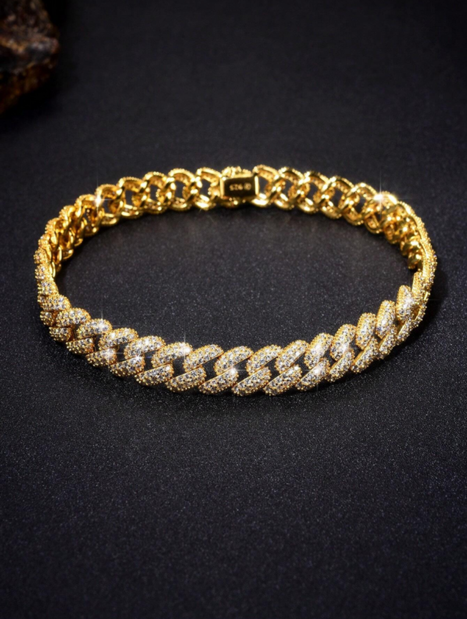 Moissanite Cuban Bracelet | S925 Silver, Luxury Design