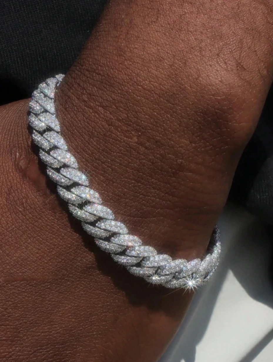 Moissanite Cuban Bracelet | S925 Silver, Luxury Design