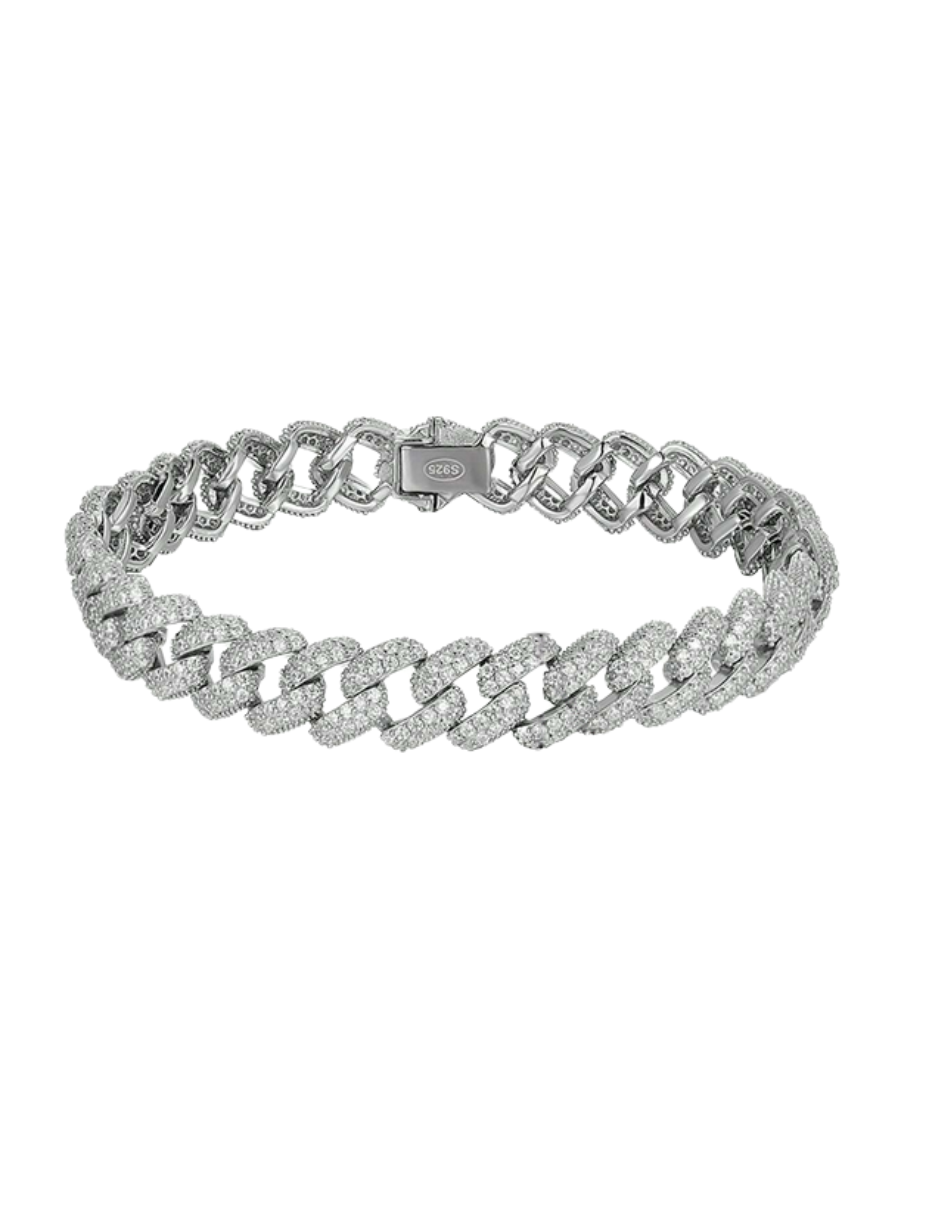 Moissanite Cuban Bracelet | S925 Silver, Luxury Design