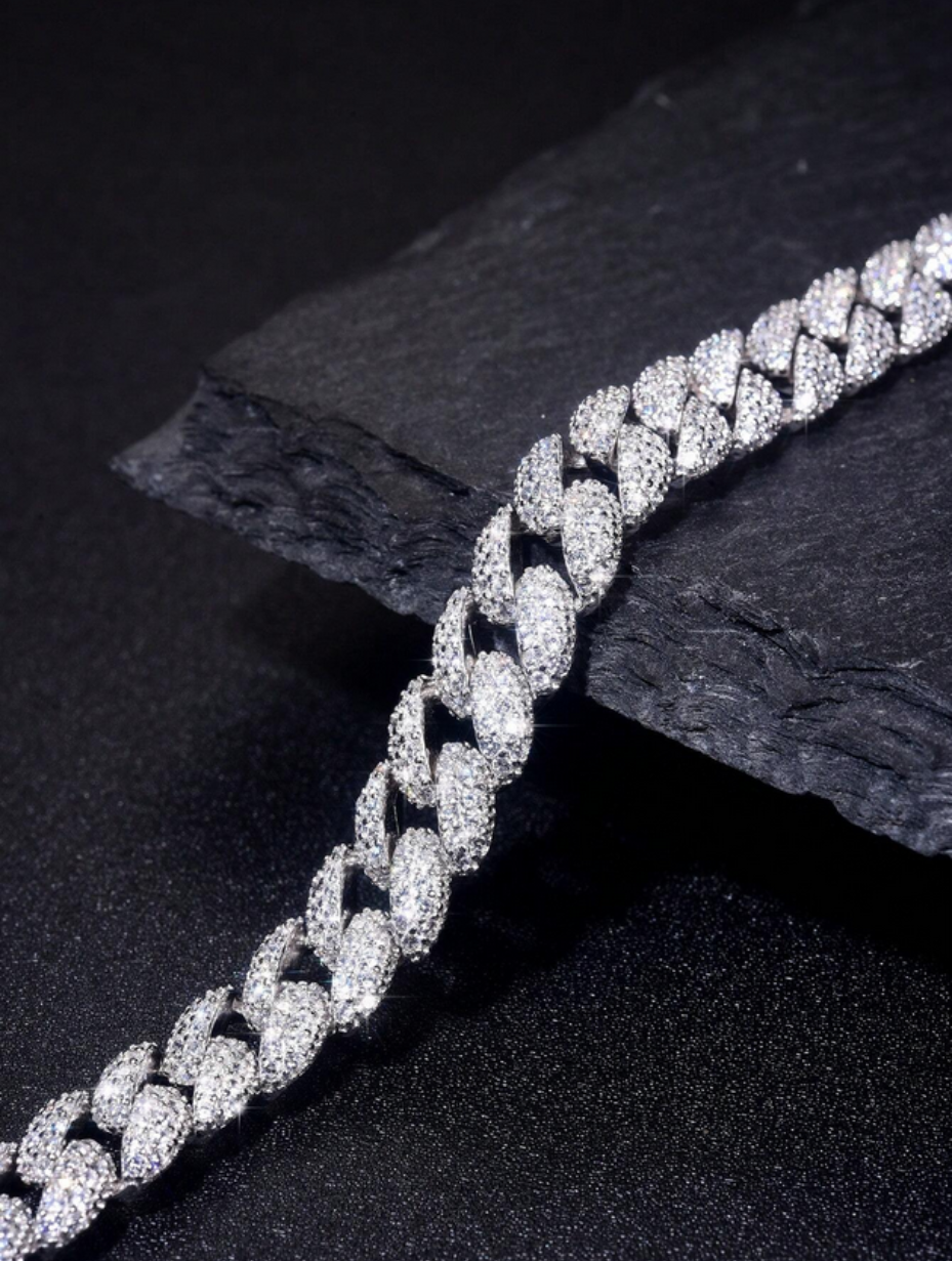 Moissanite Cuban Bracelet | S925 Silver, Luxury Design