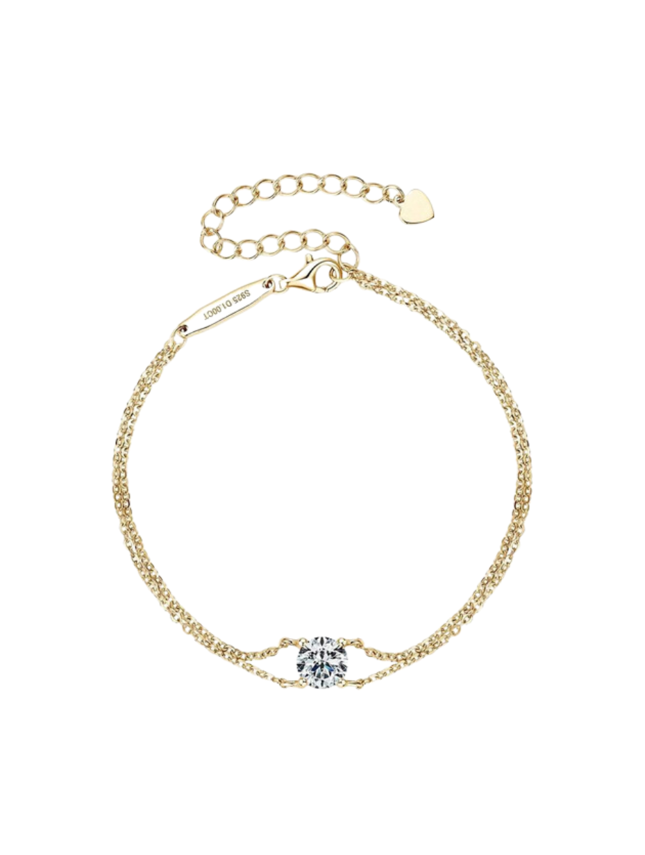 Sterling Silver Moissanite Bracelet | Classic Double Chain
