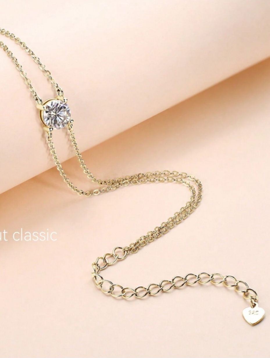 Sterling Silver Moissanite Bracelet | Classic Double Chain