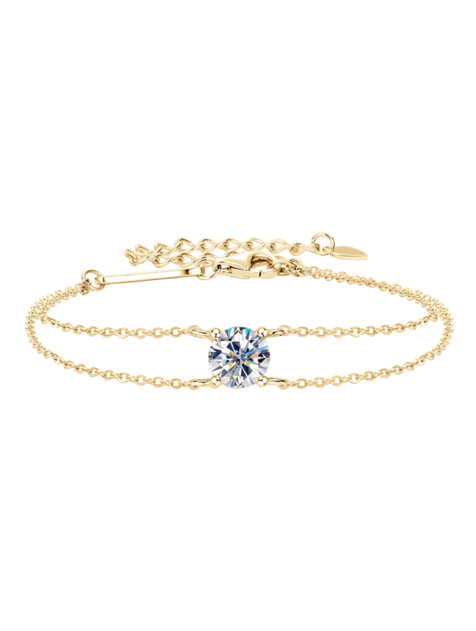 Sterling Silver Moissanite Bracelet | Classic Double Chain