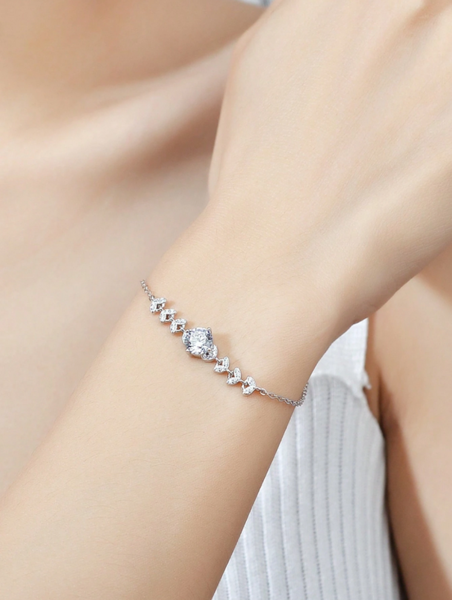 S925 Moissanite Bracelet Set | Geometric Minimalist