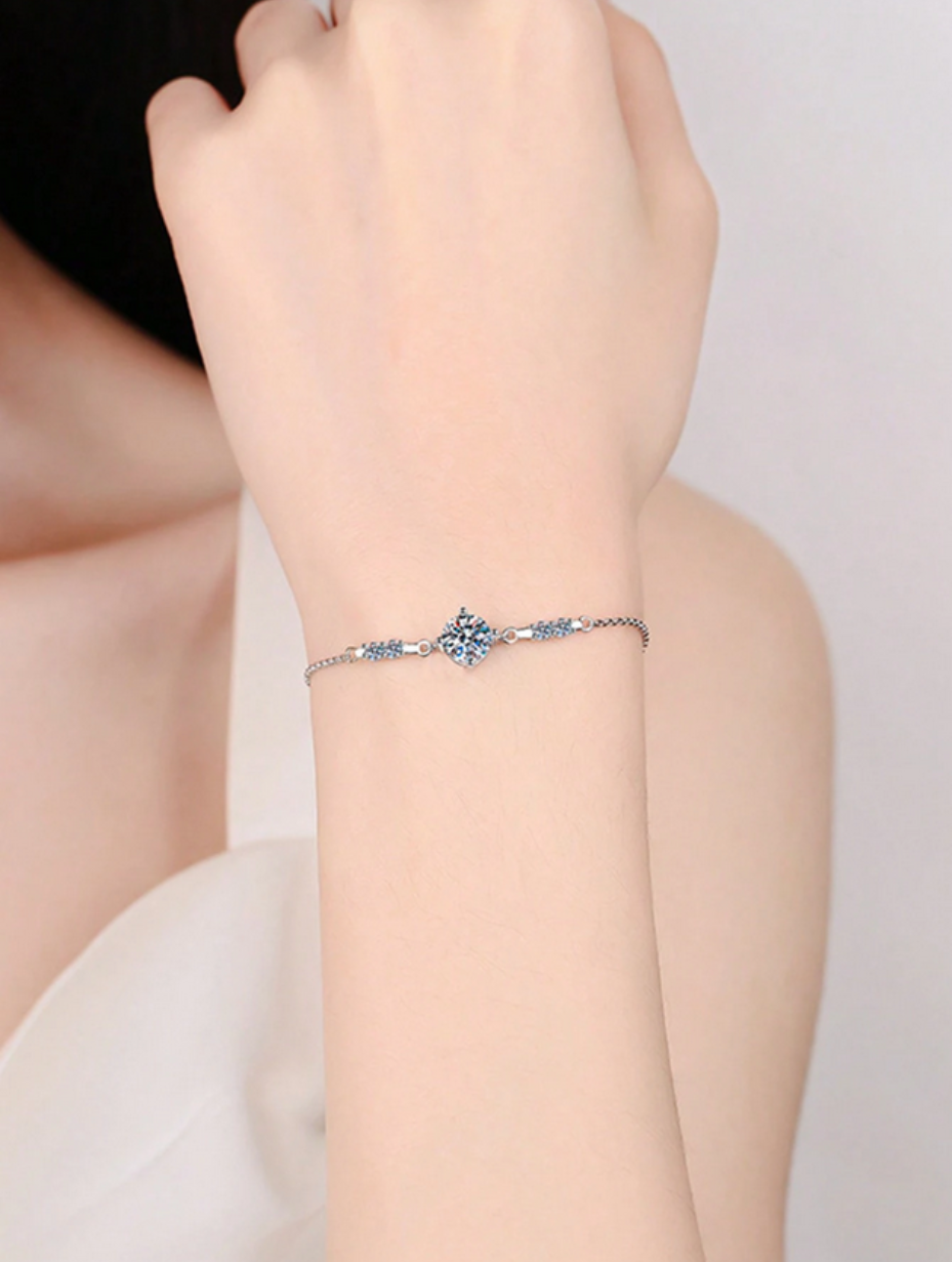 S925 Moissanite Adjustable Bracelet | Elegant Design