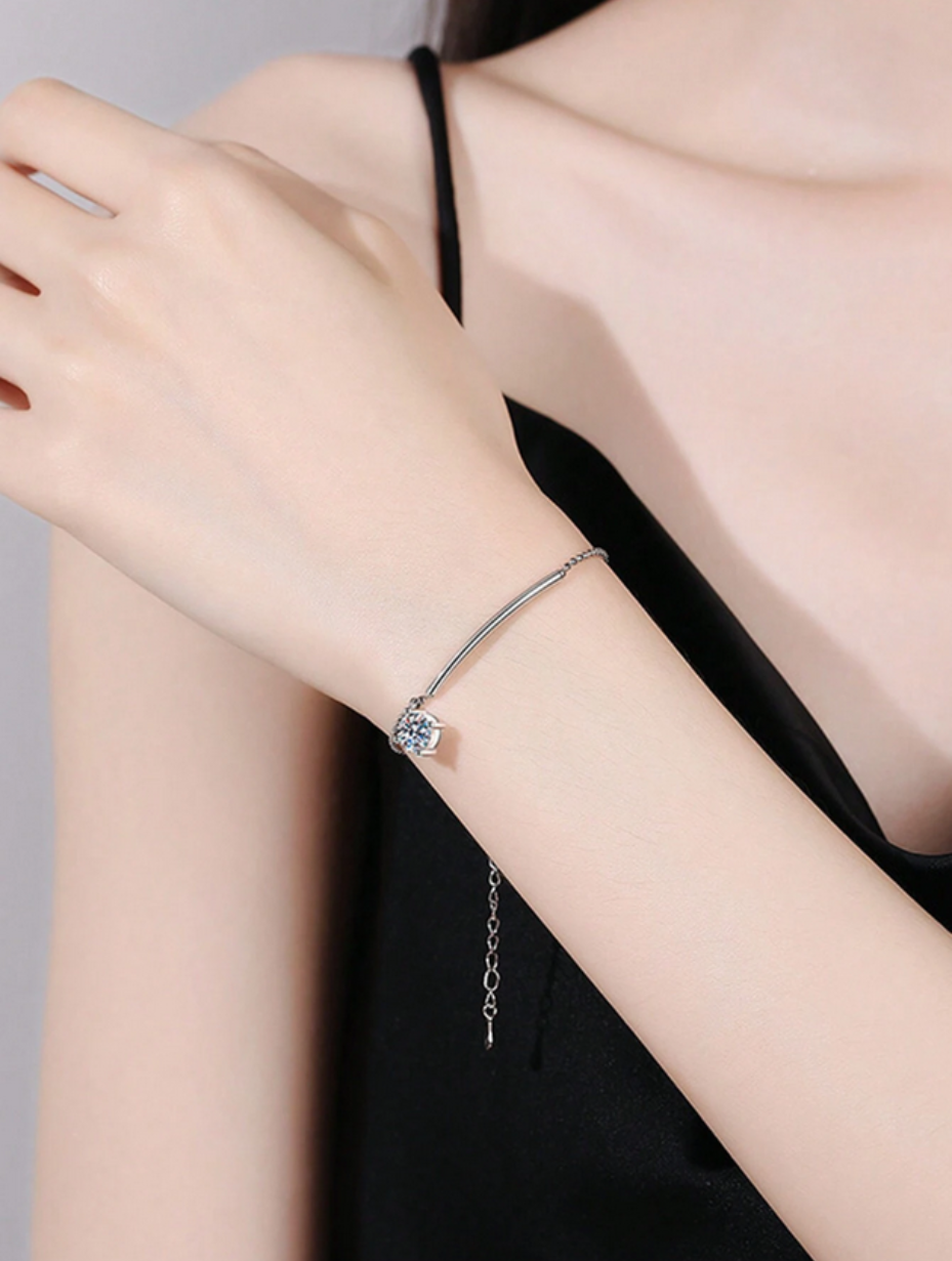 Crescent Moissanite Bracelet | Elegant Luxury