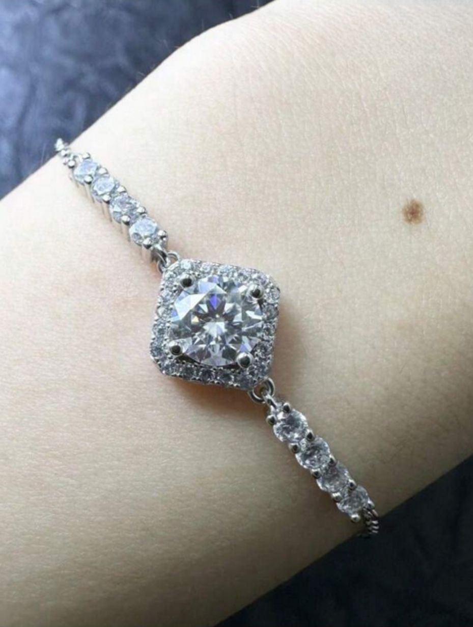 S925 Sterling Silver Moissanite Bracelet | Elegant Sparkle