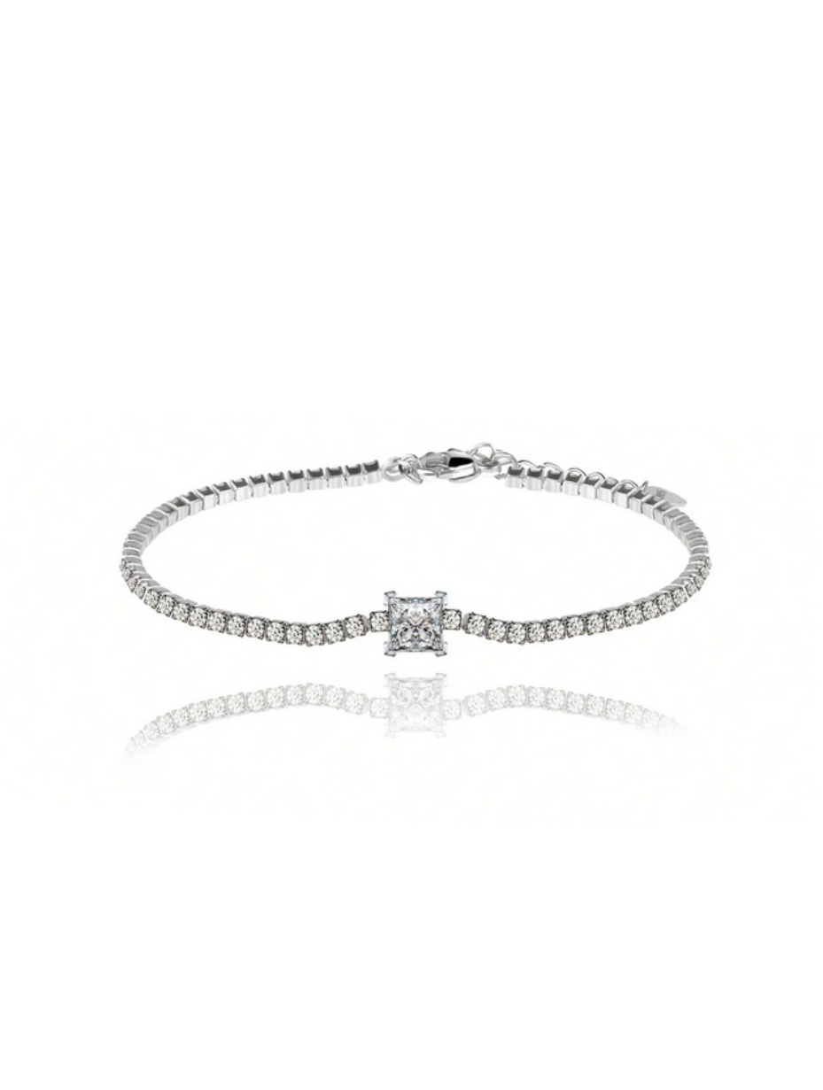 S925 Sterling Silver Square Moissanite Bracelet | Classic Elegance