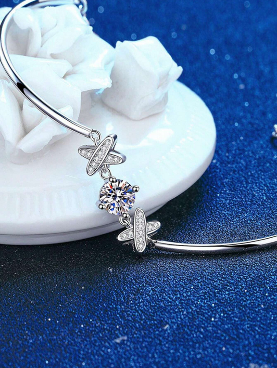 S925 Silver Moissanite Bracelet | Bow Accent Elegance