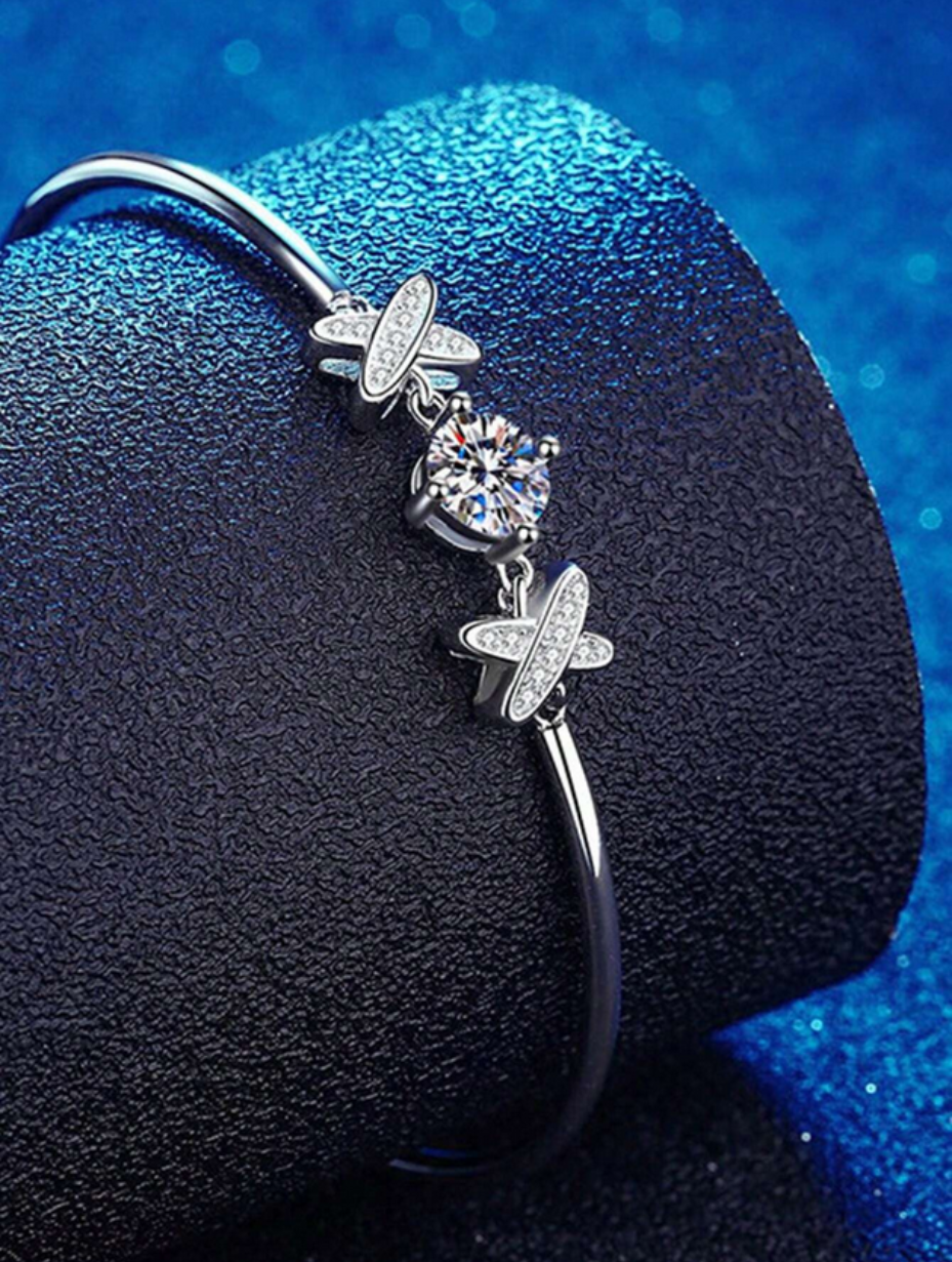 S925 Silver Moissanite Bracelet | Bow Accent Elegance