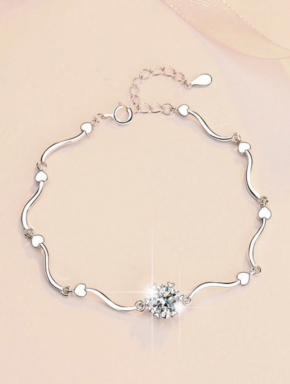 S925 Silver Moissanite Bracelet | Snowflake Design