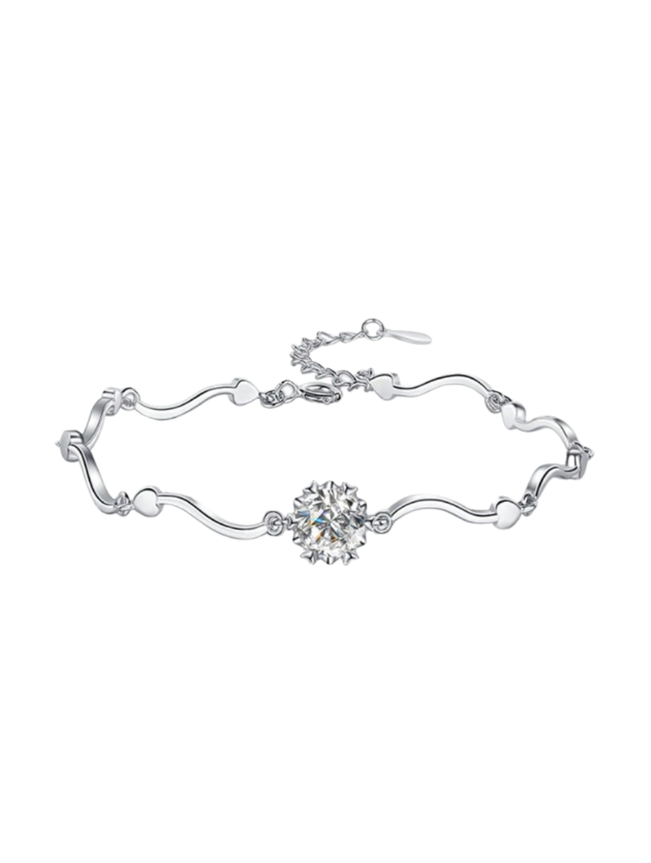 S925 Silver Moissanite Bracelet | Snowflake Design