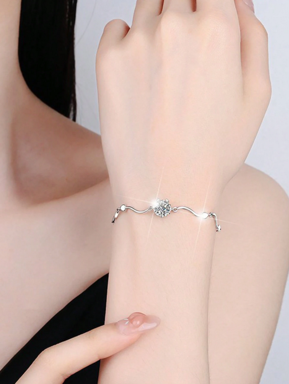 S925 Silver Moissanite Bracelet | Snowflake Design