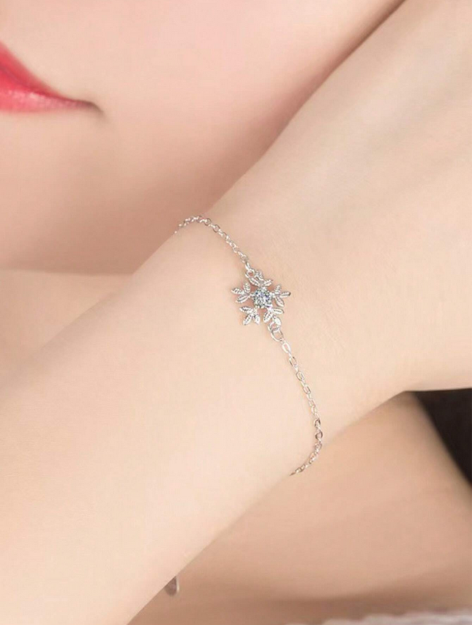 S925 Silver Moissanite Bracelet | Deer Snowflake Design