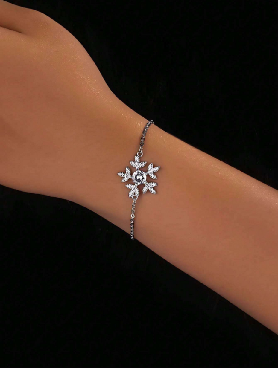 S925 Silver Moissanite Bracelet | Deer Snowflake Design