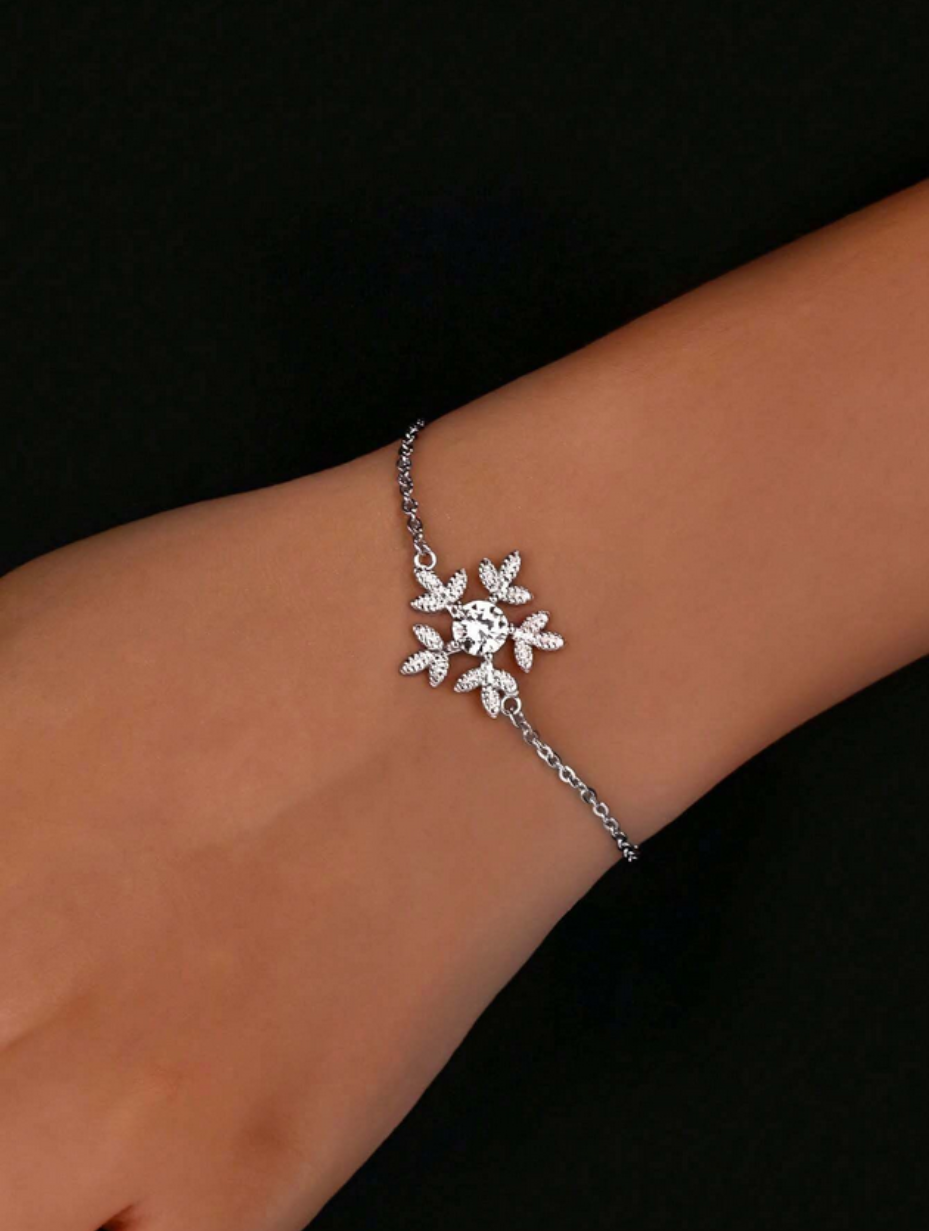 S925 Silver Moissanite Bracelet | Deer Snowflake Design