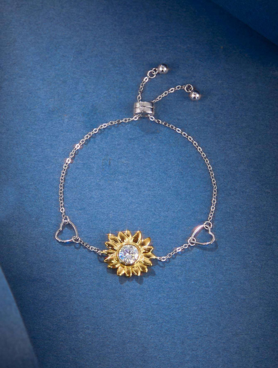S925 Silver Moissanite Bracelet | Sunflower Design