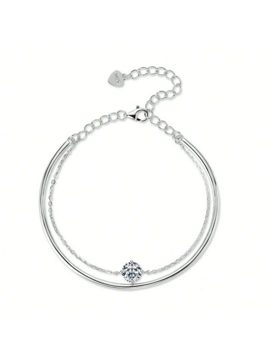 S925 Sølv Moissanit Armbånd | Fire-Klo Design