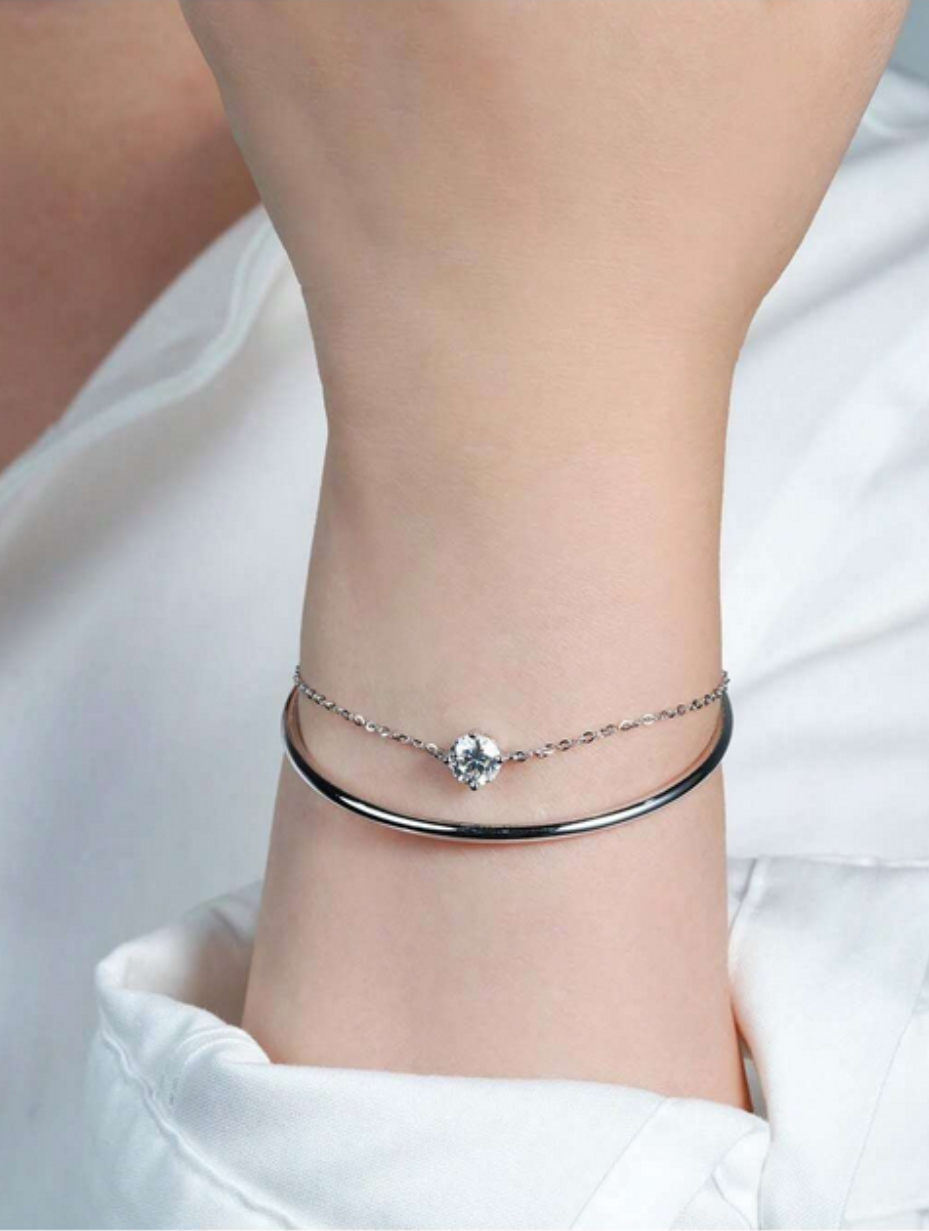 S925 Sølv Moissanit Armbånd | Fire-Klo Design
