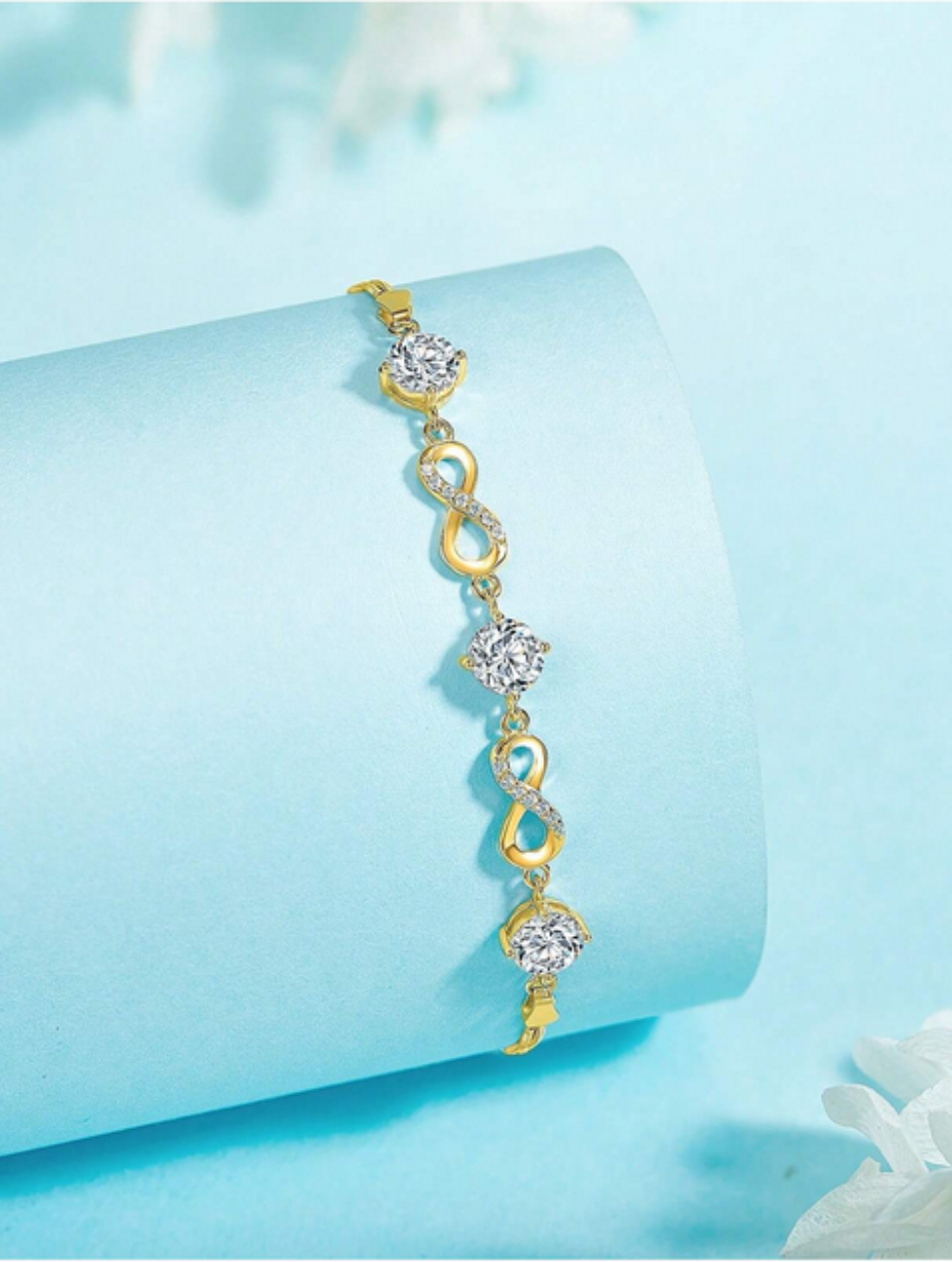 S925 Silver Moissanite Bracelet | Infinity Design