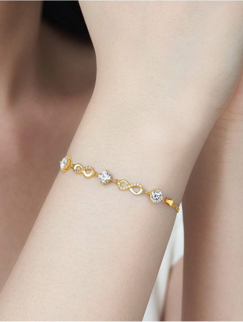 S925 Silver Moissanite Bracelet | Infinity Design