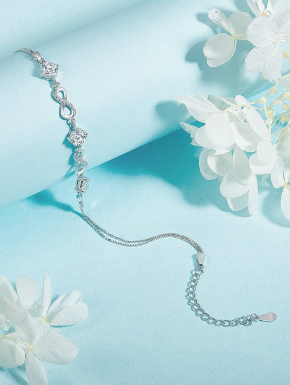 S925 Silver Moissanite Bracelet | Infinity Design
